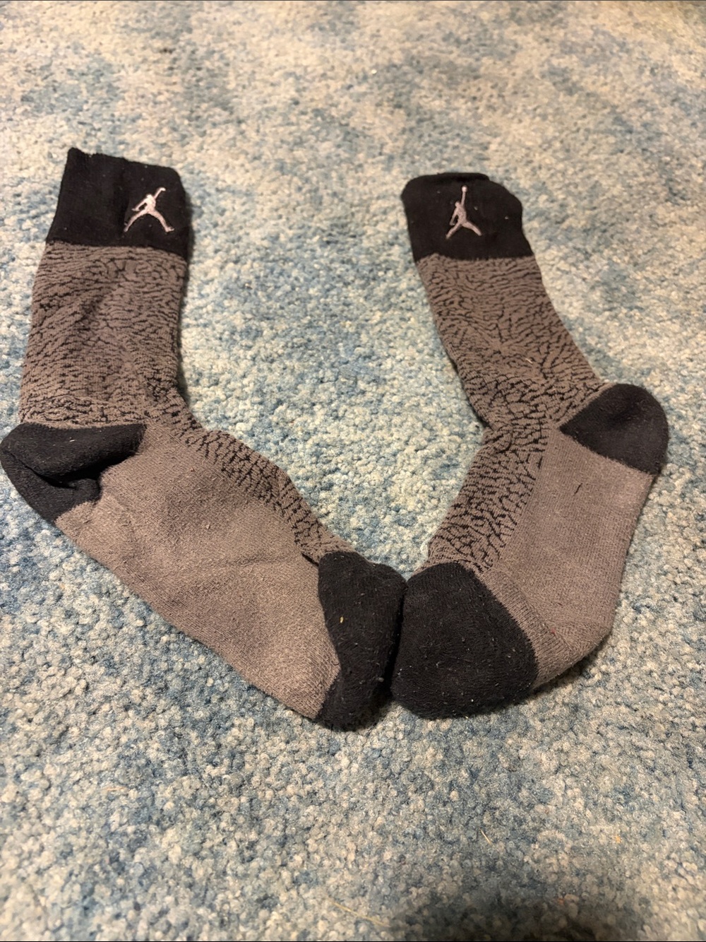 Jordan Gray and Black Athletic Crew Socks with Jumpman Logo